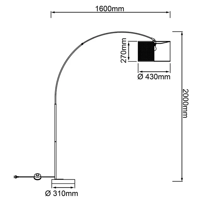 Brilliant Wiley Stehleuchte - 42 W, Höhe: 200 cm, Schwarz, E27 - Skizze