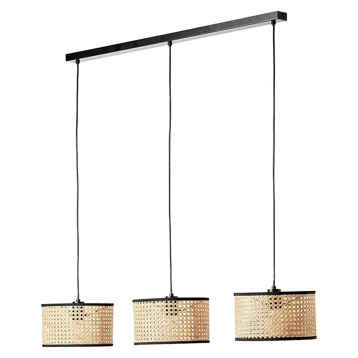 Brilliant Wiley Pendelleuchte - 52 W, L x B x H: 25 x 110 x 120 cm, Schwarz, E27 - Diagonale Ansicht