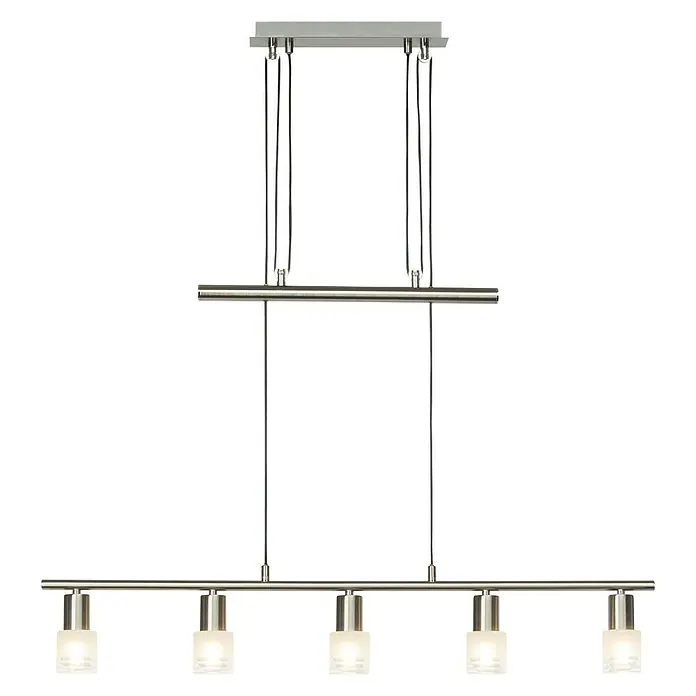 Brilliant Lea Pendelleuchte - 4 W, L x B x H: 7,5 x 90,5 x 173 cm, Eisen/Chrom, E14 - Vorderansicht
