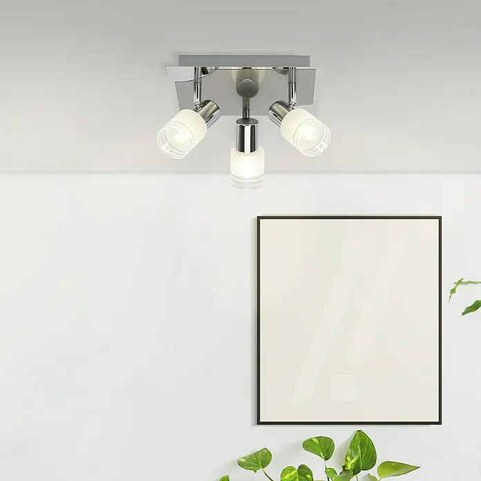Brilliant Moka Deckenstrahler - 4 W, L x B x H: 30,5 x 30,5 x 14,5 cm, Eisen/Chrom, E14, 3 Stk. - Stimmungsaufnahme