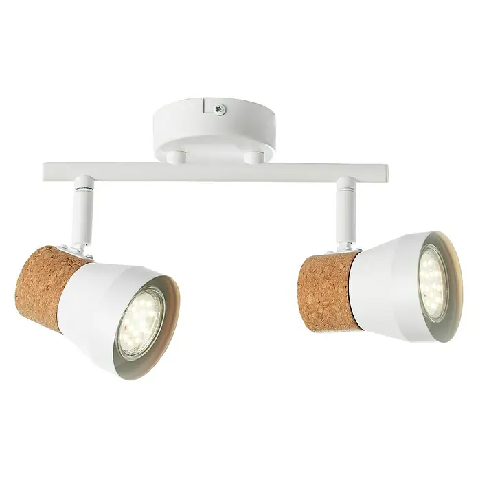 Brilliant Moka Deckenstrahler - 10 W, L x B x H: 8 x 30 x 16 cm, Weiß, GU10, 2 Stk. - Diagonale Ansicht