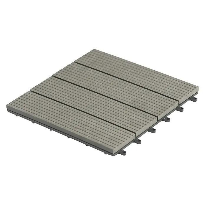 Loseta de WPC con sistema click - Gris, An x L: 30 x 30 cm, 1 ud.
