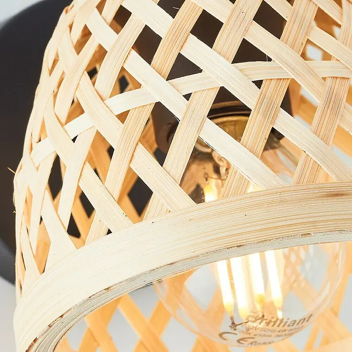 Brilliant Elize Deckenstrahler - 28 W, L x B x H: 18 x 10,5 x 15,5 cm, Schwarz-matt/Bambus, E14, 1 Stk. - Detailaufnahme