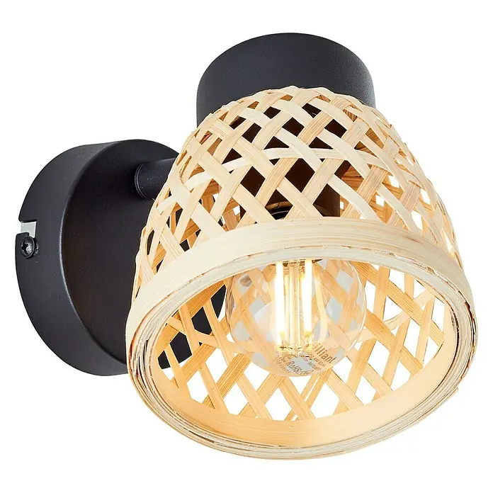 Brilliant Elize Deckenstrahler - 28 W, L x B x H: 18 x 10,5 x 15,5 cm, Schwarz-matt/Bambus, E14, 1 Stk. - Ansicht von unten