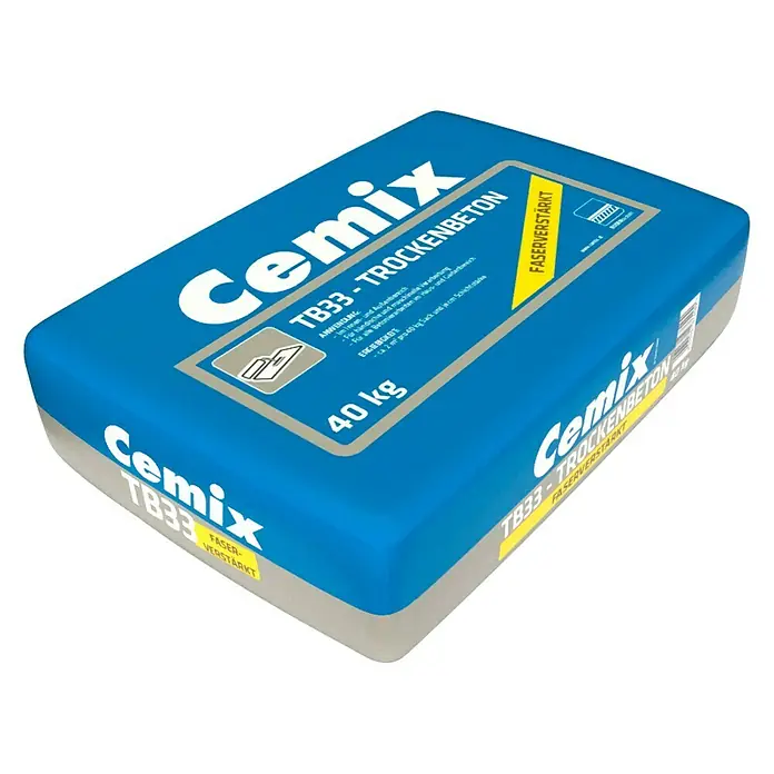 Cemix Trockenbeton TB33 - RESERVIERBAR, 40 kg, Körnung: 0 mm - 4 mm - Diagonale Ansicht