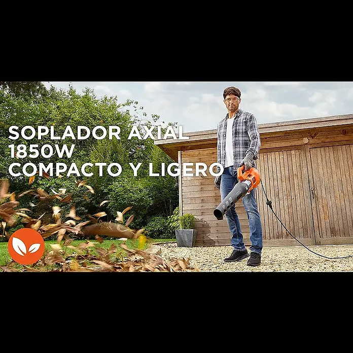 Black+Decker Soplador de hojas eléctrico BEBL 185-QS - 1.850 W, Velocidad de soplado: 225 km/h