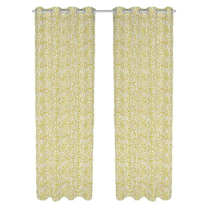 Cortina con ollaos Trieste - 140 x 260 cm, 100% poliéster, Amarillo