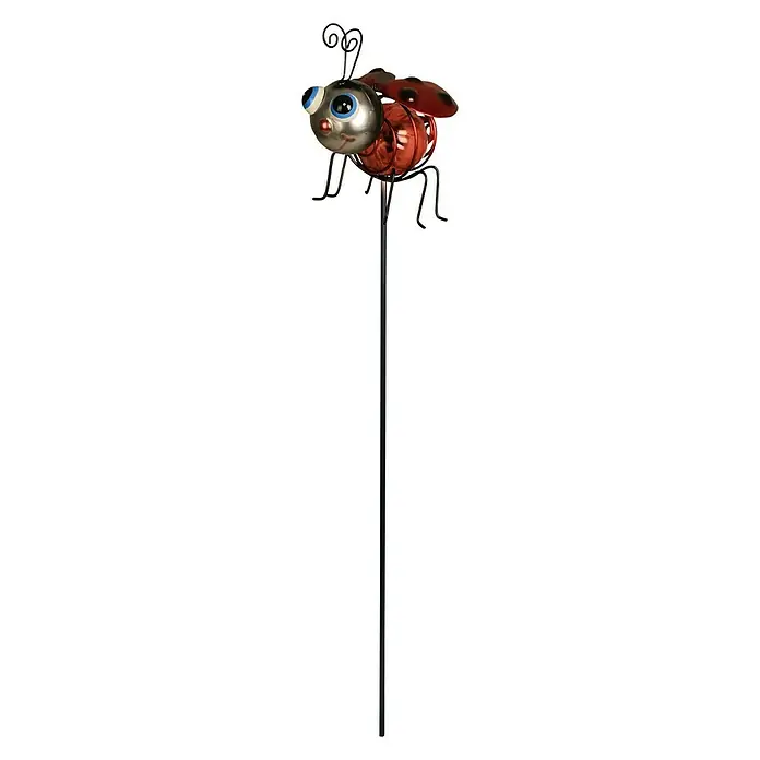 Solarleuchte Biene/Marienkäfer - Höhe: 74 cm, Rot, Gelb, Solarbetrieben - Diagonale Ansicht