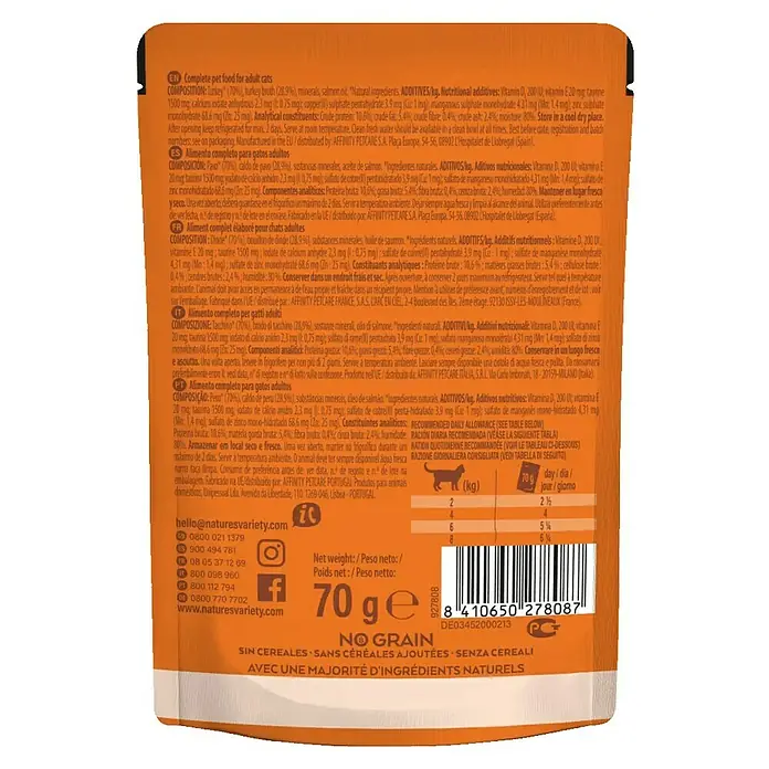 Nature's Variety Comida húmeda para gatos Original - 70 g, Pavo - Vista trasera