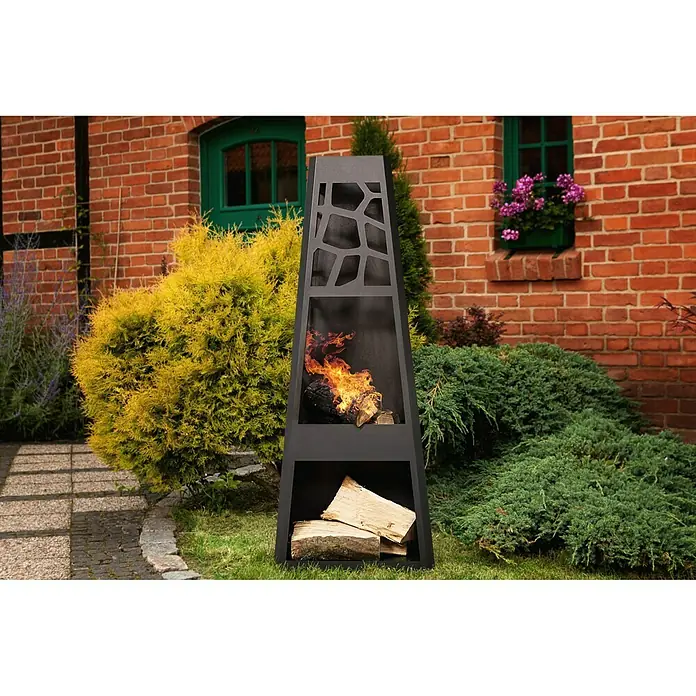 Dobar Gartenkamin - 48 x 30,5 x 124 cm, Stahl, Matt - Stimmungsaufnahme