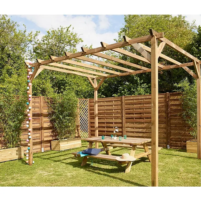 Forest-Style Pérgola Magdalie - L x An x Al: 400 x 3 x 249 cm, Marrón oscuro - Foto ambiente