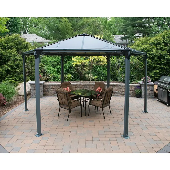 Palram – Canopia Pavillon Monaco - 4,5 x 3,9 x 2,9 m, Anthrazit - Vorderansicht