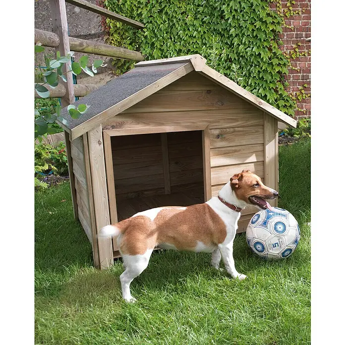Forest-Style Caseta para perro Willow M - Natural, 120 x 114 x 100 cm, Madera de pino - Foto ambiente