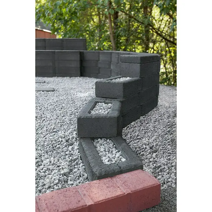 Mauerstein Antik - Anthrazit, 40/33 x 20 x 10 cm, Beton - Stimmungsaufnahme
