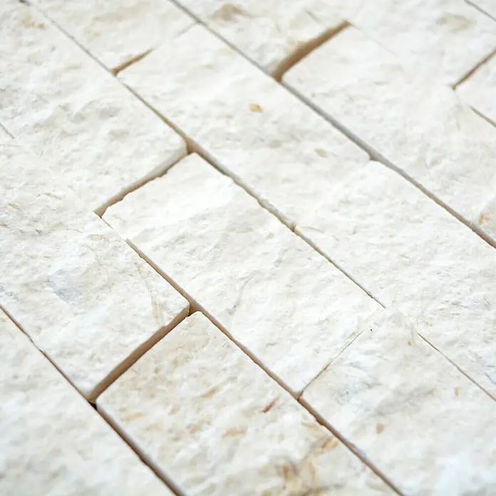 Mosaikfliese Brick Splitface X3D 49248 - 30,5 x 29 cm, Weiß, Matt - Detailaufnahme