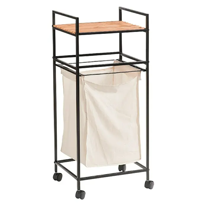 Zeller Present Carro con ruedas Bambú negro - 32,5 x 39 x 89,5 cm