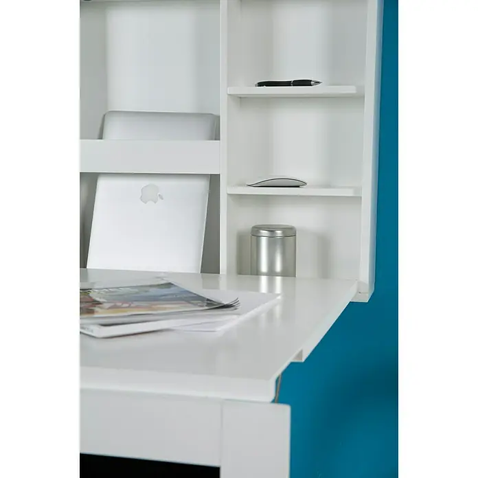 Phönix Wandschreibtisch York - L x B x H: 60 x 75,5 x 149 cm, Weiß/Schwarz - Detailaufnahme