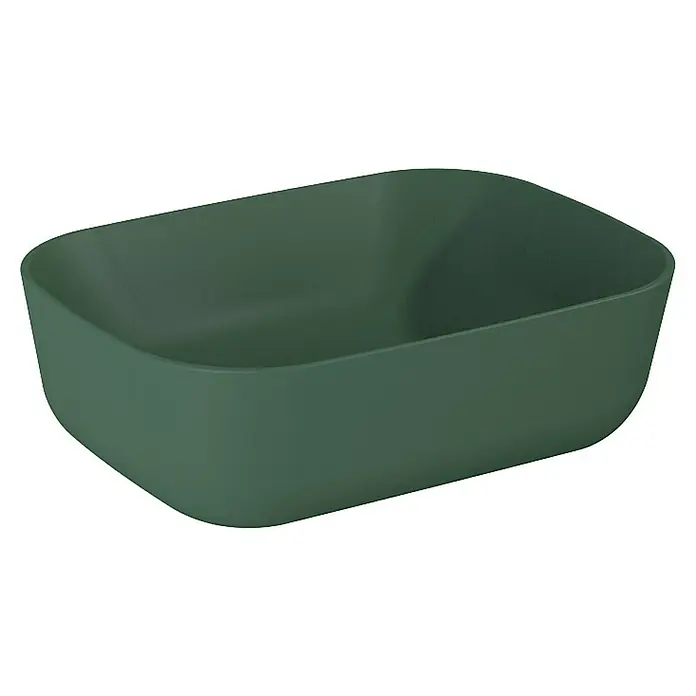 Inspira Aufsatzwaschbecken Look - 45,5 x 32,5 cm, Keramik, Grün - Diagonale Ansicht