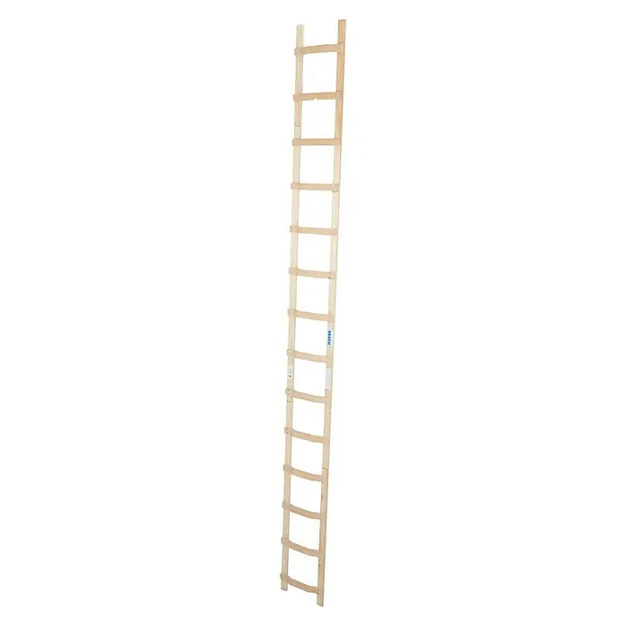 Krause Dachleiter - Länge: 3,9 m, 14 Sprossen, Holzart Holme: Schichtholz, Material Sprossen: Buchenholz - Linke Seitenansicht