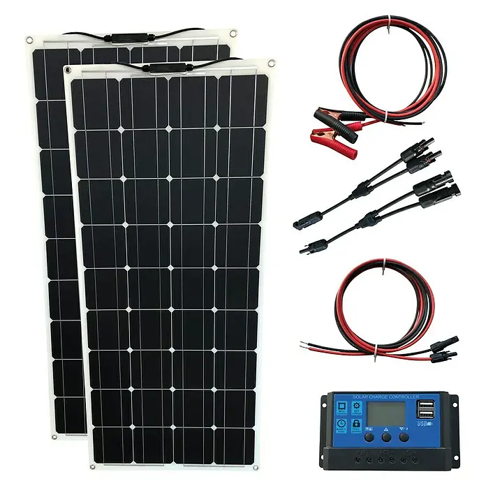 Solarmodul Komplettsystem - 200 W, 12 V, Passend für: 12 V Systeme - Vorderansicht