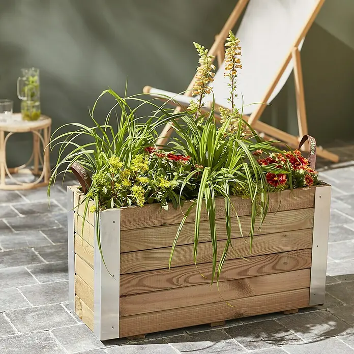 Forest-Style Macetero para plantas Bambou - Dimensiones externas (L x An x Al): 80 x 30 x 43,5 cm, Madera, Marrón - Foto ambiente