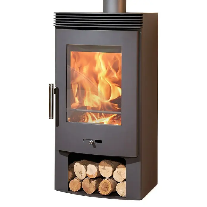 Panadero Estufa de leña Bergen - 7,4 kW, Volumen de calefacción: 250 m³, Con compartimento de madera, Gris fundido