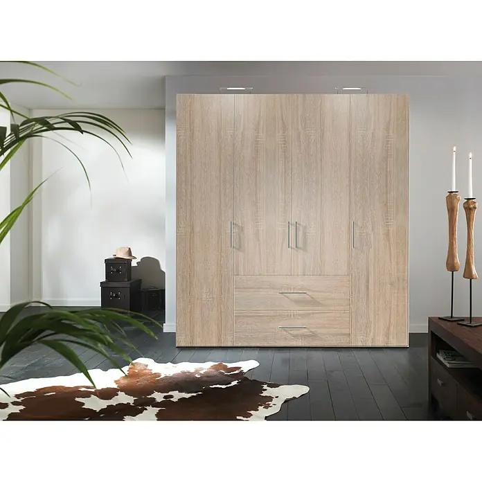 Express Möbel Kleiderschrank Brooklyn - L x B x H: 58 x 200 x 216 cm, Sonoma Eiche, Ohne Spiegel, Anzahl Schubladen: 2 Stk. - Stimmungsaufnahme