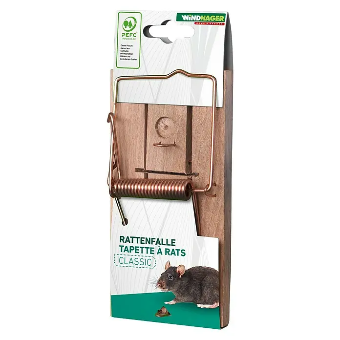 Windhager Rattenfalle Classic Wood - Schlagfalle, Eisendraht - Linke Seitenansicht