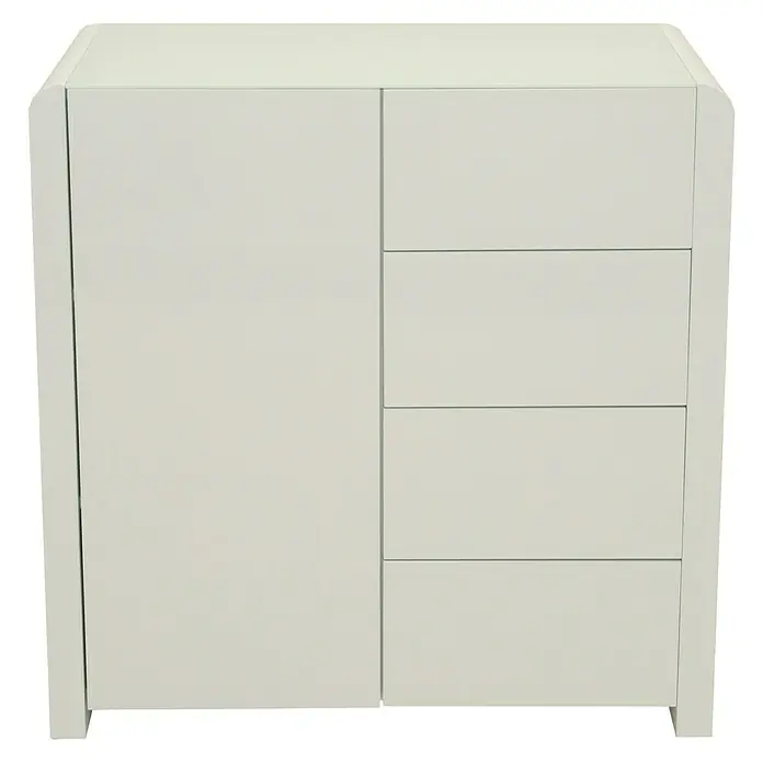 Phönix Atlanta Kommode - L x B x H: 45 x 78,5 x 78,8 cm, Weiß, Mit Tür, Anzahl Schubladen: 4 Stk. - Vorderansicht