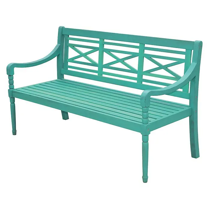 Sunfun Gartenbank Alea - 150 x 62 x 87 cm, Türkis - Diagonale Ansicht