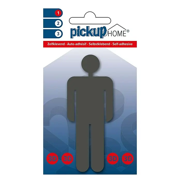 Pickup 3D Home Naljepnica za WC - Motiv: Gospoda, Sive boje, Visina: 10 cm - Pogled sprijeda