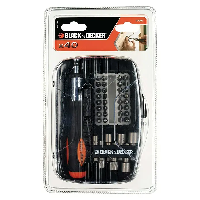 Black+Decker Estuche de puntas con carraca A7062-XJ - 41 pzs. - Vista frontal