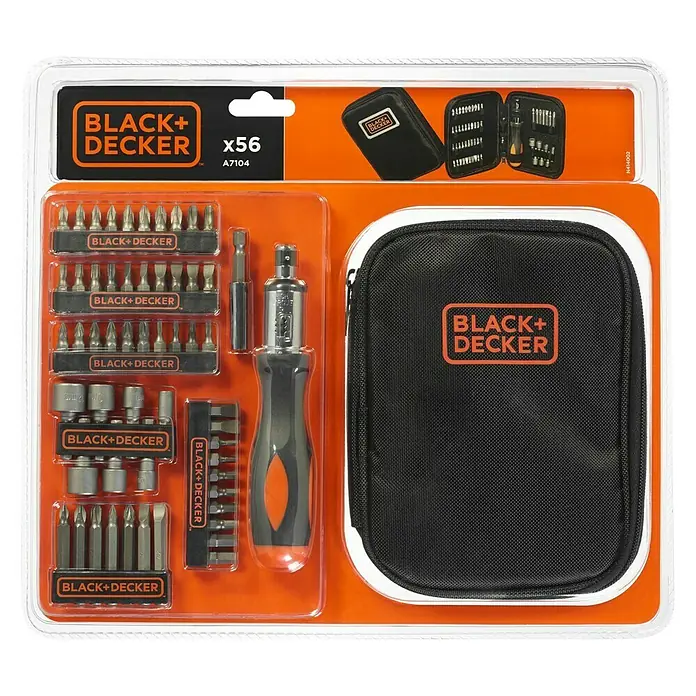 Black+Decker Set de puntas y carracas A7104-XJ - 56 pzs. - Vista frontal