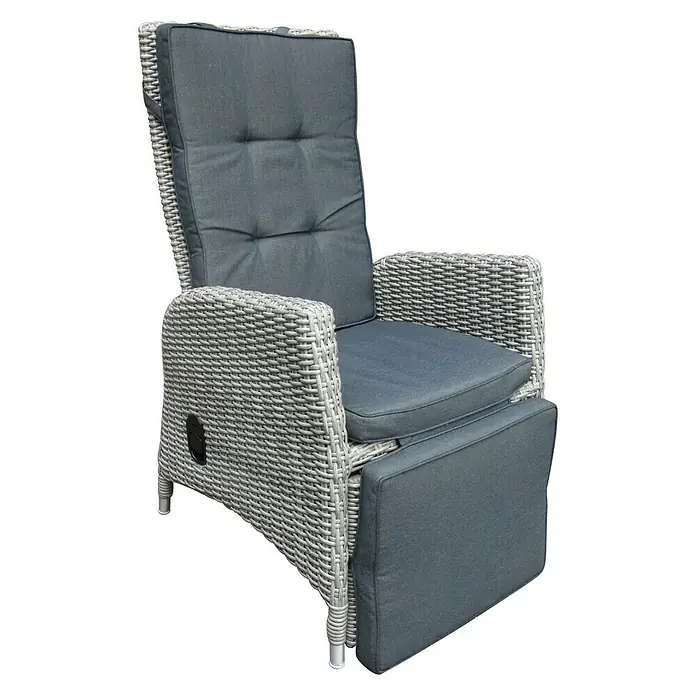 Sunfun Pauline Vrtna fotelja - Š x D x V: 68 x 60 x 108 cm, Antracit, Bambus Grey, Nožni dio može se rasklopiti - Dijagonalni pogled