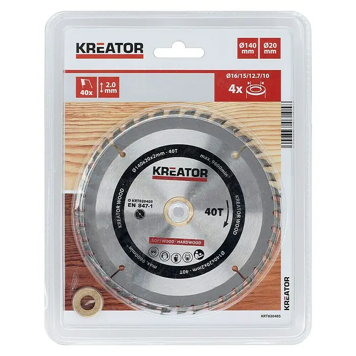 Kreator Disco de sierra KRT020405 - 140 mm, Orificio: 20 mm, 40 dientes - Vista frontal