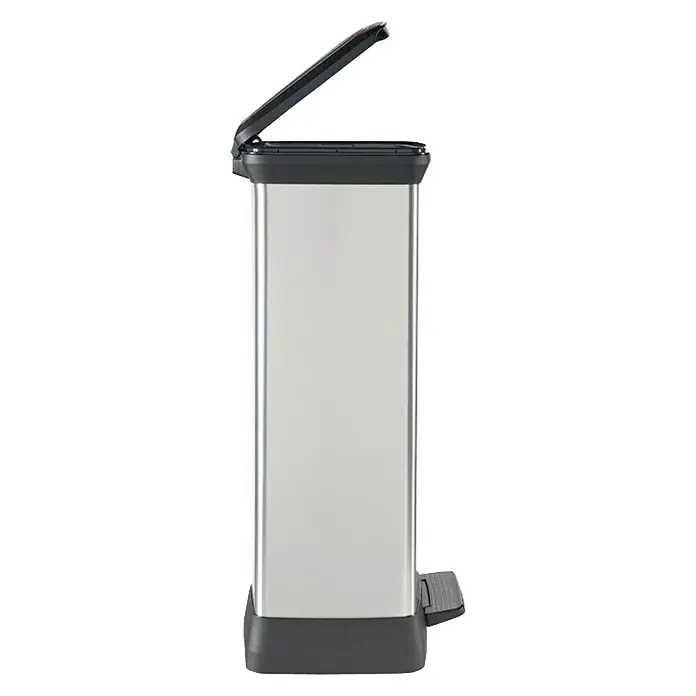 Curver Cubo con pedal Decobin - 50 l, Platino, Rectangular, Plástico
