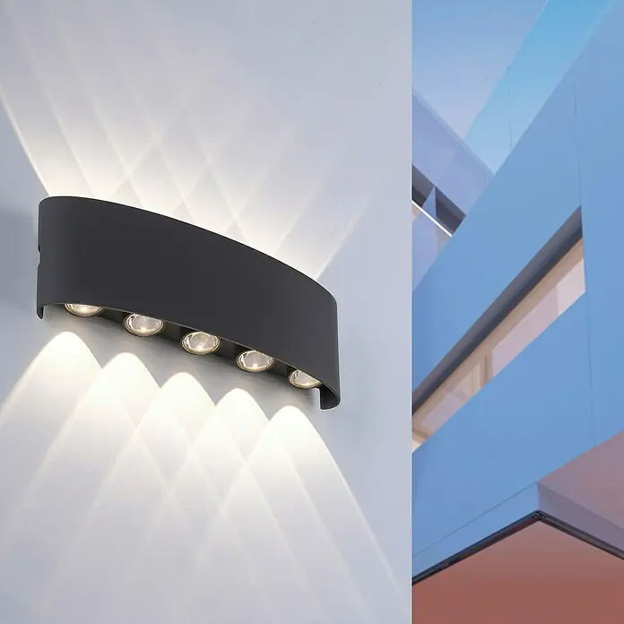 Paul Neuhaus LED-Wandstrahler Carlo - 10 W, L x B x H: 27 x 4,7 x 8 cm, Anthrazit, Warmweiß, 6 Stk. - Stimmungsaufnahme