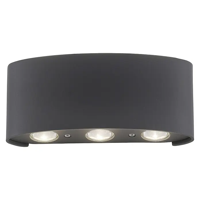 Paul Neuhaus LED-Wandstrahler Carlo - 6,5 W, L x B x H: 17 x 4 x 8 cm, Anthrazit, Warmweiß, 4 Stk. - Diagonale Ansicht
