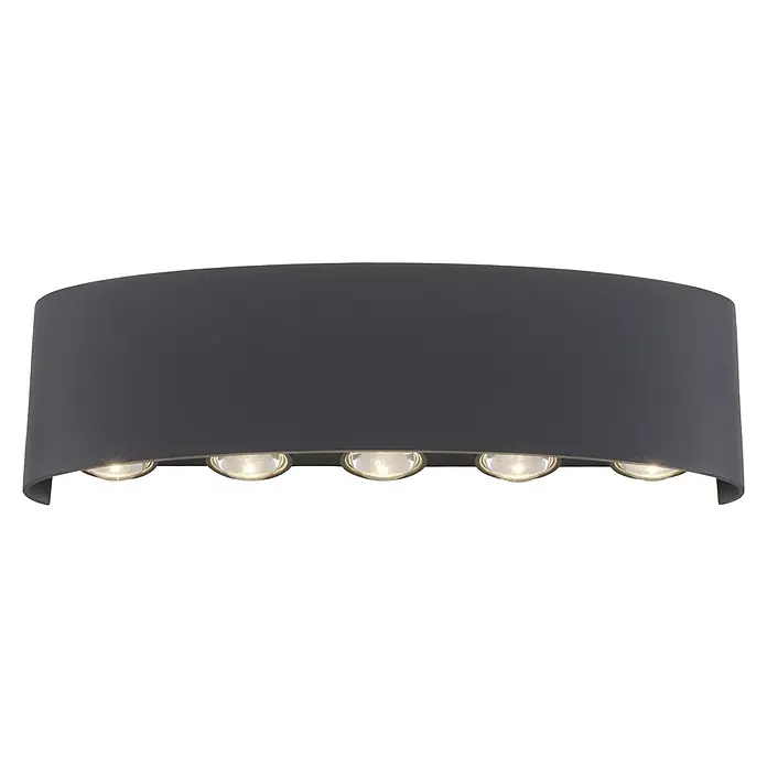 Paul Neuhaus LED-Wandstrahler Carlo - 10 W, L x B x H: 27 x 4,7 x 8 cm, Anthrazit, Warmweiß, 6 Stk. - Diagonale Ansicht