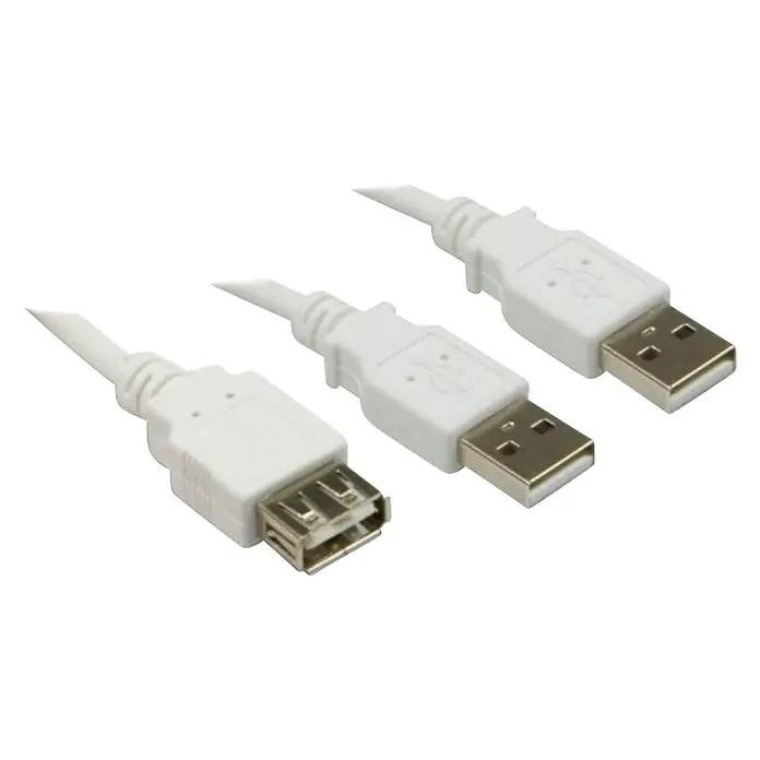 Metronic Cable USB 2M+1H - 1,8 m, Blanco - Vista angular