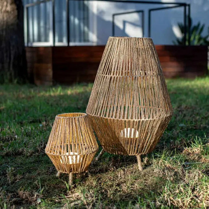 New Garden Lámpara de pie para exterior Sisine - An x Al: 48 x 72 cm, Materiales naturales - Foto ambiente