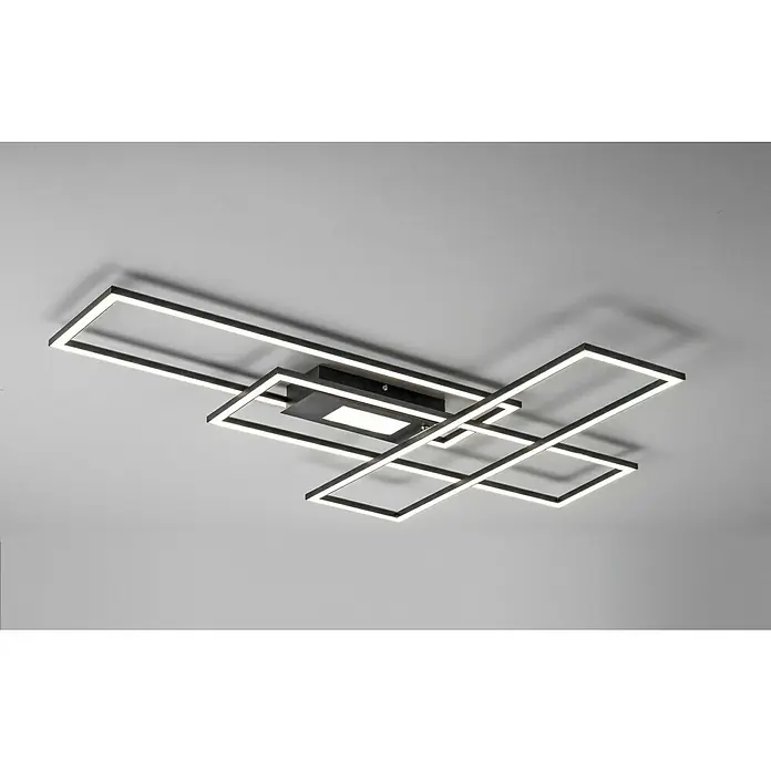 LeuchtenDirekt LED-Deckenleuchte Asmin - 50 W, L x B x H: 99,2 x 69,4 x 5 cm, Schwarz - Stimmungsaufnahme