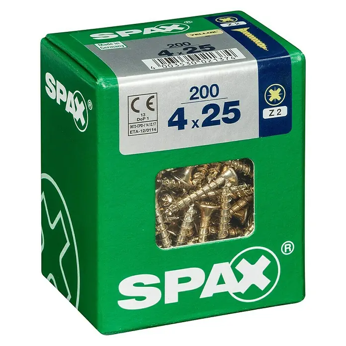 Spax Univerzalni vijak - 4 x 25 mm, Puni navoj, 200 kom - Pogled s lijeve strane