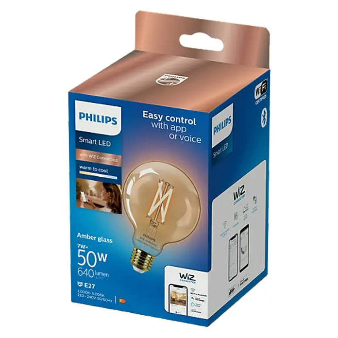 WiZ Bombilla LED Regulable Globo vintage - E27, 6,7 W, 640 lm - Vista angular