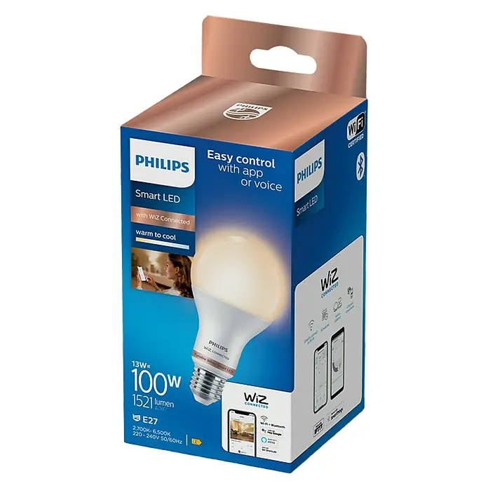 WiZ Bombilla LED Regulable A67 - E27, 13 W, 1.521 lm - Vista angular
