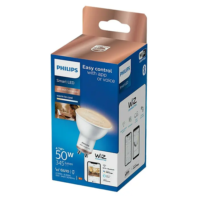 WiZ Bombilla LED Regulable GU10 - GU10, 4,8 W, 345 lm, Intensidad regulable - Vista angular