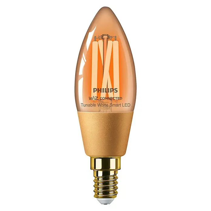 WiZ Bombilla LED Regulable filamento vela - E14, 4,9 W, 370 lm - Vista frontal