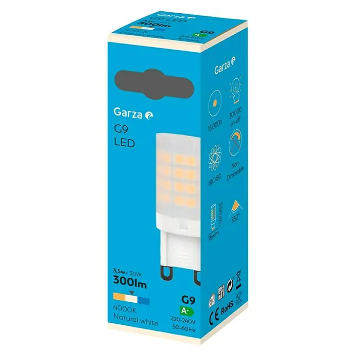 Garza Bombilla LED G9 - 3,5 W, G9, Color de luz: Blanco neutro, Capsular - Vista angular