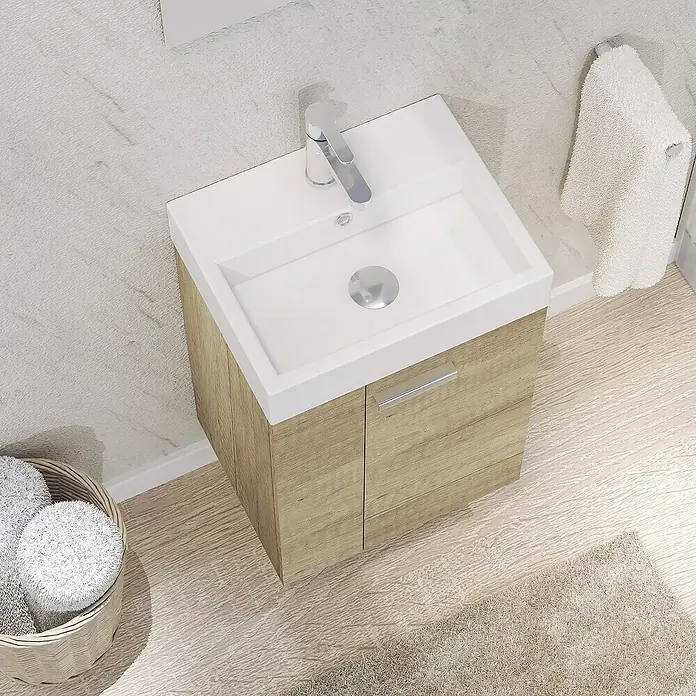 Conjunto de mueble de baño Mini - 45 cm, 3 piezas, Nature, Mate - Foto ambiente