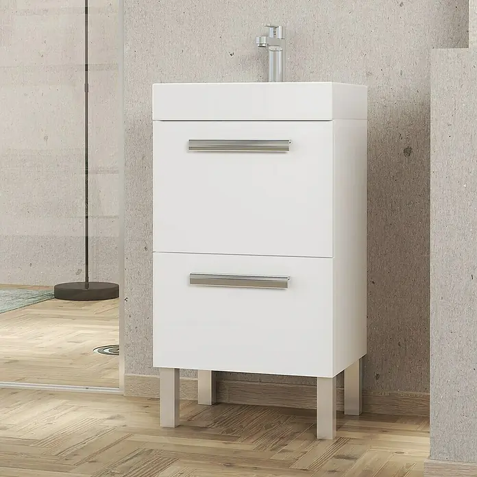 Conjunto de mueble de baño Lidia - 45 cm, 3 piezas, Blanco - Foto ambiente